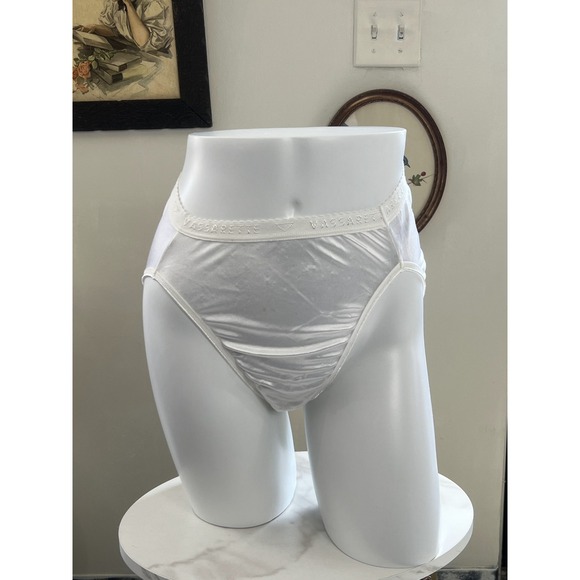 Other - Vassarette Vintage White Second Skin Liquid Satin Logo Waistband Briefs Size 6 M